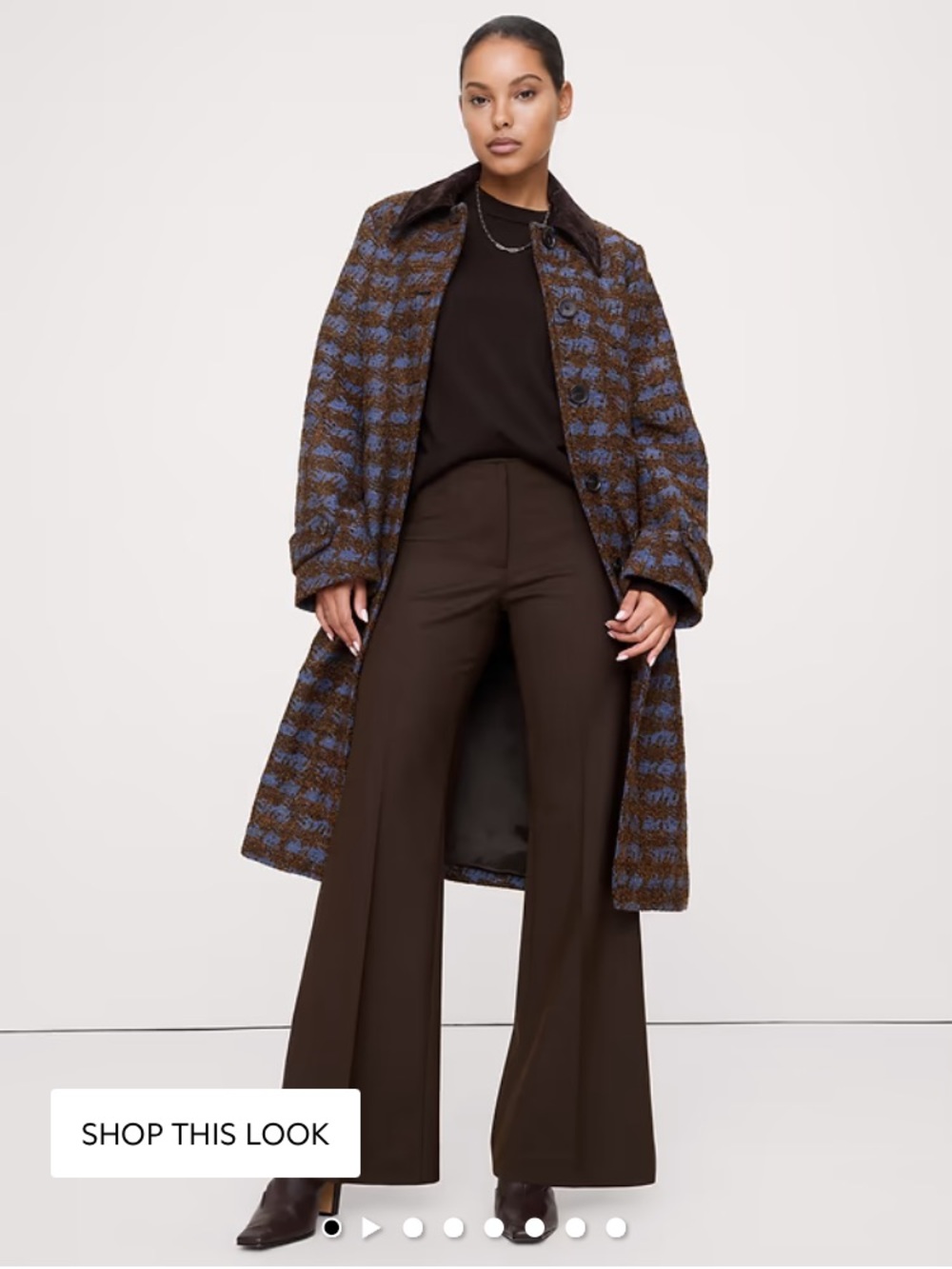 Banana Republic Dark Brown Wide-Leg Flare Wool Blend Stretch Trousers